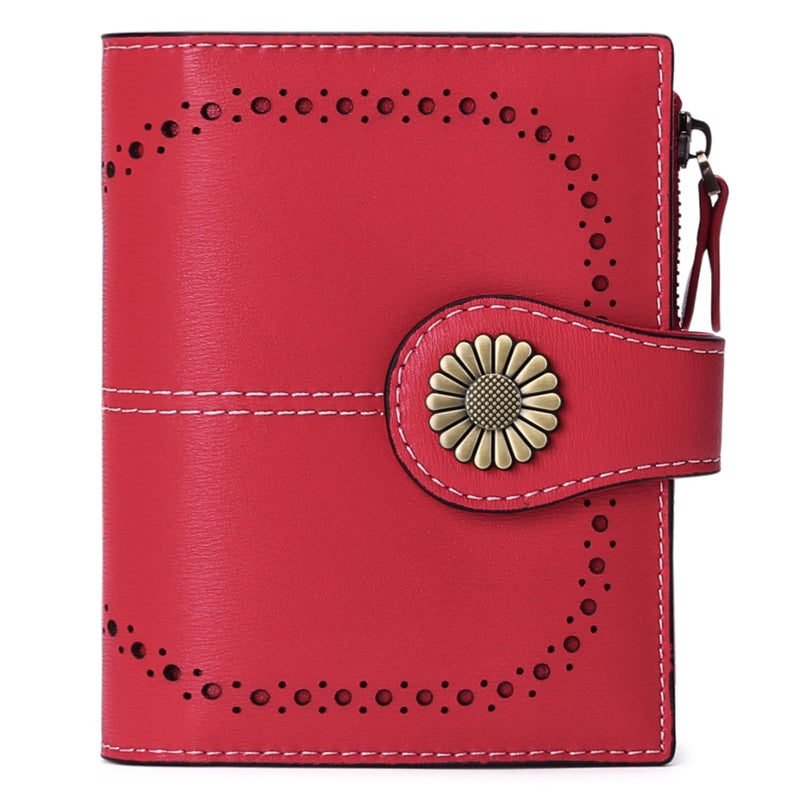 SENDEFN Small Womens Wallet Leather Bifold Card Holder RFID Blocking with Zipper Coin Pocket - Image 1